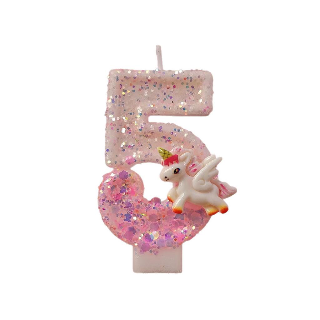 Handcrafted Cute Cartoon Unicorn Birthday Number Candle for Girls