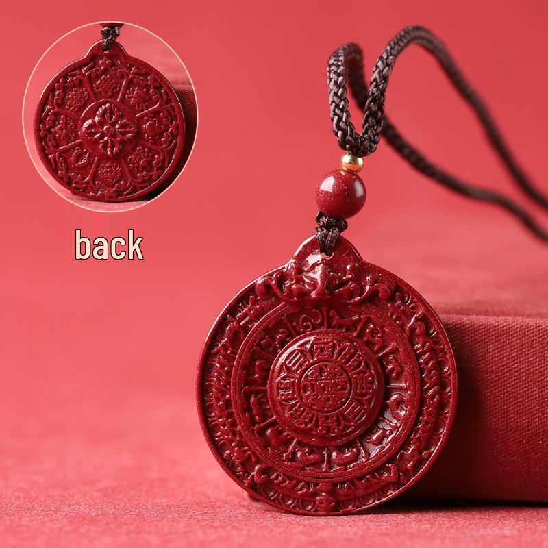Nine Palaces Cinnabar Bagua Pendant - Purple Gold Sand Men's & Women's Necklace