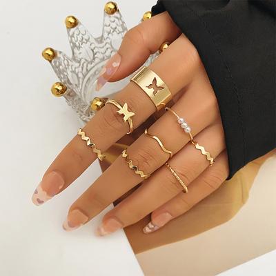 Trendy Schmetterling Ringe Set für Frauen Einfache Kreative Persönlichkeit Zeigefinger Knuckle Ring Retro Schmuck