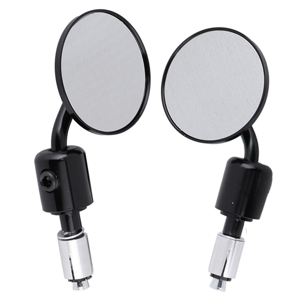 1 Pair 7 8  Round Handlebar Bar End Rear View Mirrors Motorcycle Motorbike Sidemirror Black