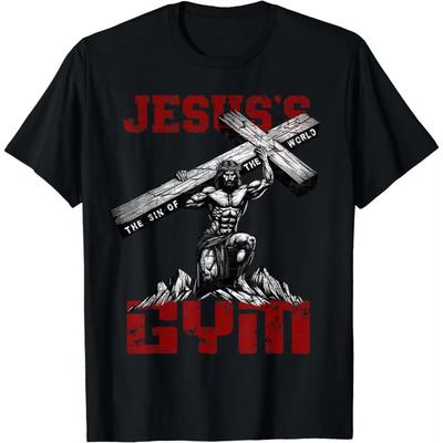 Workout Tee Jesus's Gym Bodybuilder Motivation T-Shirt  Graphic T Shirts  Men Clothing Tops  Streetwear Ropa Hombre