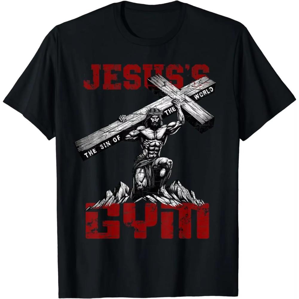 Workout Tee Jesus's Gym Bodybuilder Motivation T-Shirt  Graphic T Shirts  Men Clothing Tops  Streetwear Ropa Hombre