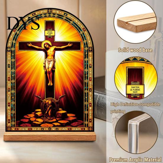 Exquisite Acrylic Table Centerpiece Catholic Statue Ornament, Tabletop Centerpiece, Freestanding Christian Unique Office Desk Accessories Religious