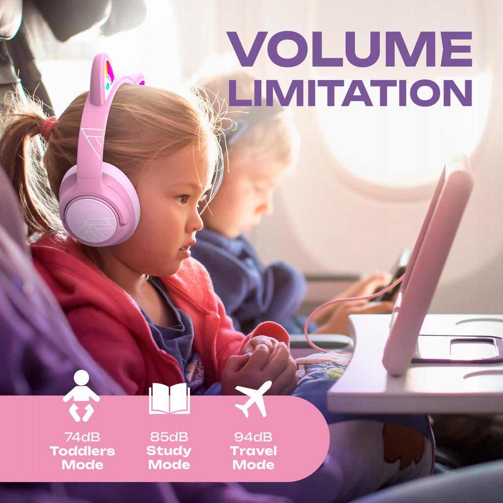 PowerLocus Bobo CAT Wireless LED AUX Headphones for Kids