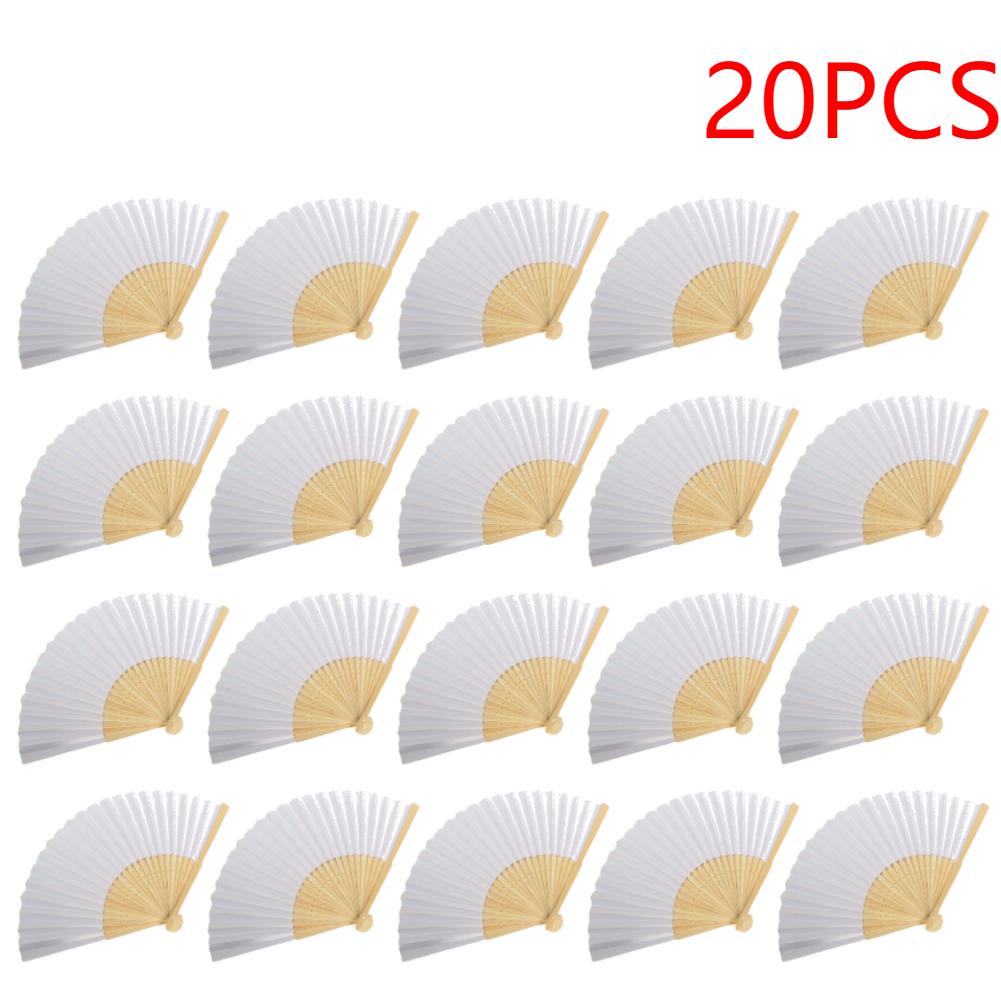 10/20/30pcs White Foldable Paper Fan Portable Chinese Bamboo Fan Wedding Gifts For Guest Birthday Party Decoration Kids Painting