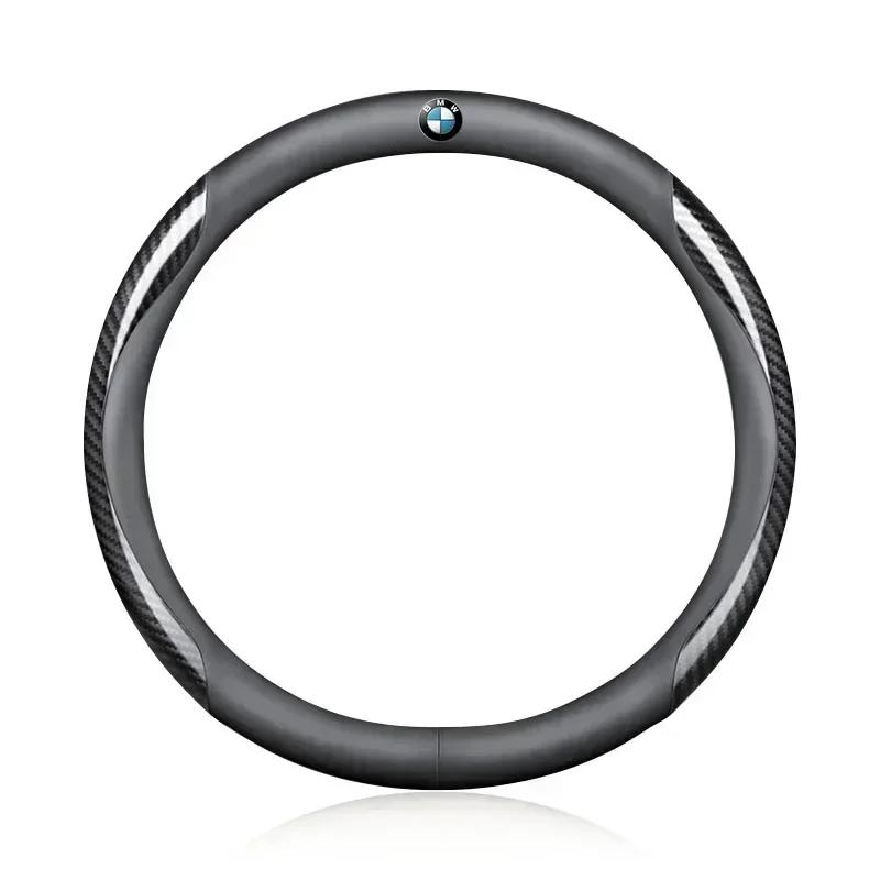 

New 2025 Car For BMW New Car Leather Carbon Fiber Non-slip Steering Wheel Cover For BMW E46 E39 E90 E60 E36 F30 F10 E34 X5 E30 F