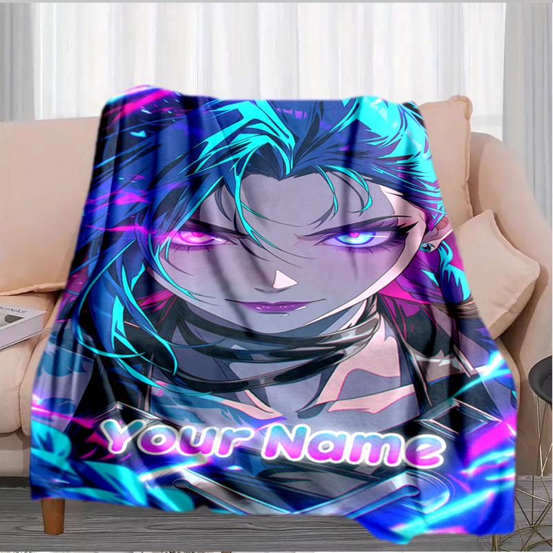 1PC Custom Name "Electric Dreams: Neon Warrior" flannel blanket versatile,all-season throw suitable for the living room,bedroom,camping,travel,and gif