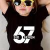 67 Six Seven Printed Children's Cotton T-Shirt - 230g, Round Neck, Short Sleeve