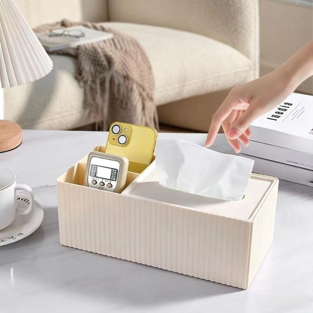 3 Compartments Napkin Holder Removable Lid Desktop Organizer Modern Tissue Dispenser  Bedroom