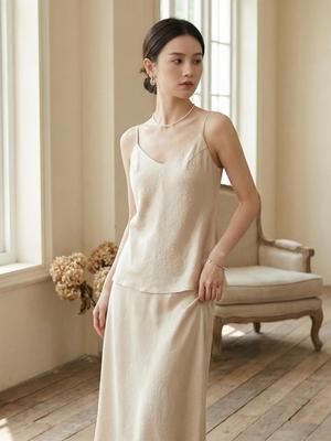 Damen-Set aus französischer Maulbeerseide: Camisole & Langer Rock - Frühjahrs-/Sommer-Mode