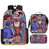Kids School Backpack Set With Pencil Case Crossbody Bag - Cute Cartoon Print Oxford Fabric Lightweight Breathable Grades