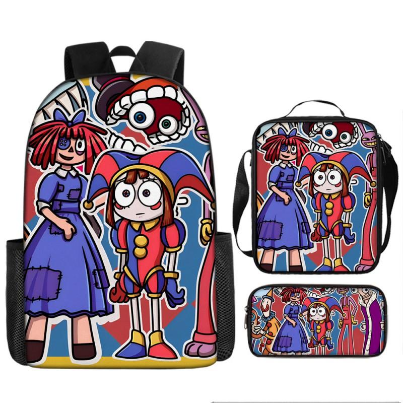 Kids School Backpack Set With Pencil Case Crossbody Bag - Cute Cartoon Print Oxford Fabric Lightweight Breathable Grades
