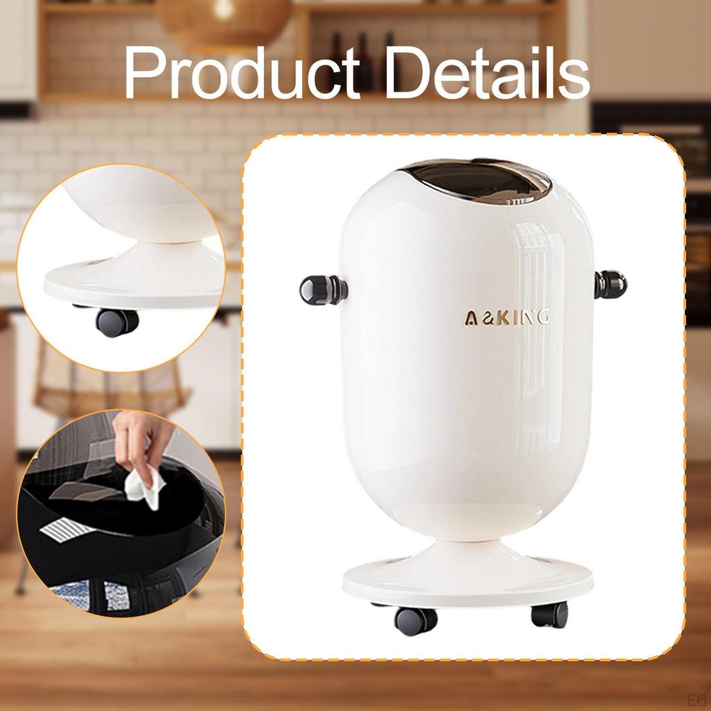 Press Type Trash Can with Wheels Garbage Bin Simplistic Lid Waste Basket Paper Bucket for