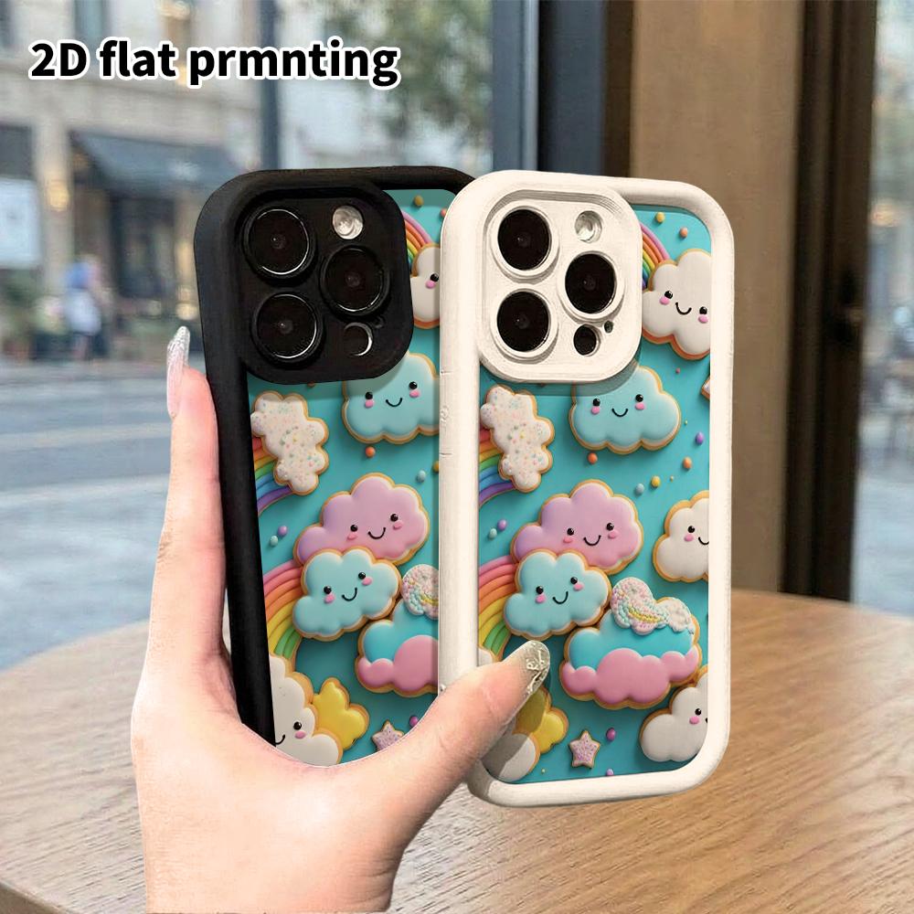 Phone Case: 2D flat, suitable for iPhone 18, 17, 16, 15, 14, 13, 12Pro protective case, gentle smile, perfect Christmas and Halloween holiday gift