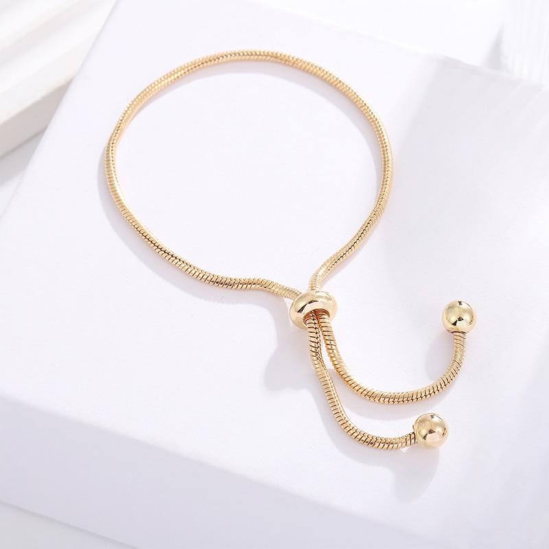 Anti Tarnish Copper Adjustable Bracelet Snake Bone Chain Design Beaded Slider Closure Comfort Jewelry Gift
