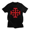 Jerusalem Königreich Kreuz T-Shirt Herren Kurzarm Tempelritter Kreuzzüge T-Shirts Tee Tops Reine Baumwolle Slim Fit T-Shirts Geschenk
