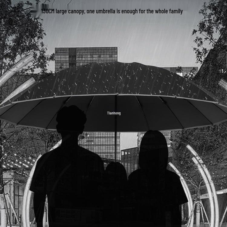 32-Rib Automatic Folding Umbrella, Reinforced Windproof, Dual-Use Sun & Rain Protection for Men