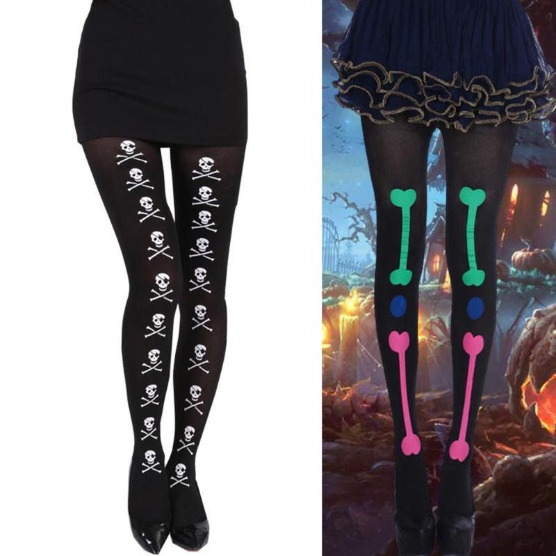 Halloween Stockings Skeleton Spiders Web Striped Panty Hose Breathable Women Bottoming Tights for Party Cosplay