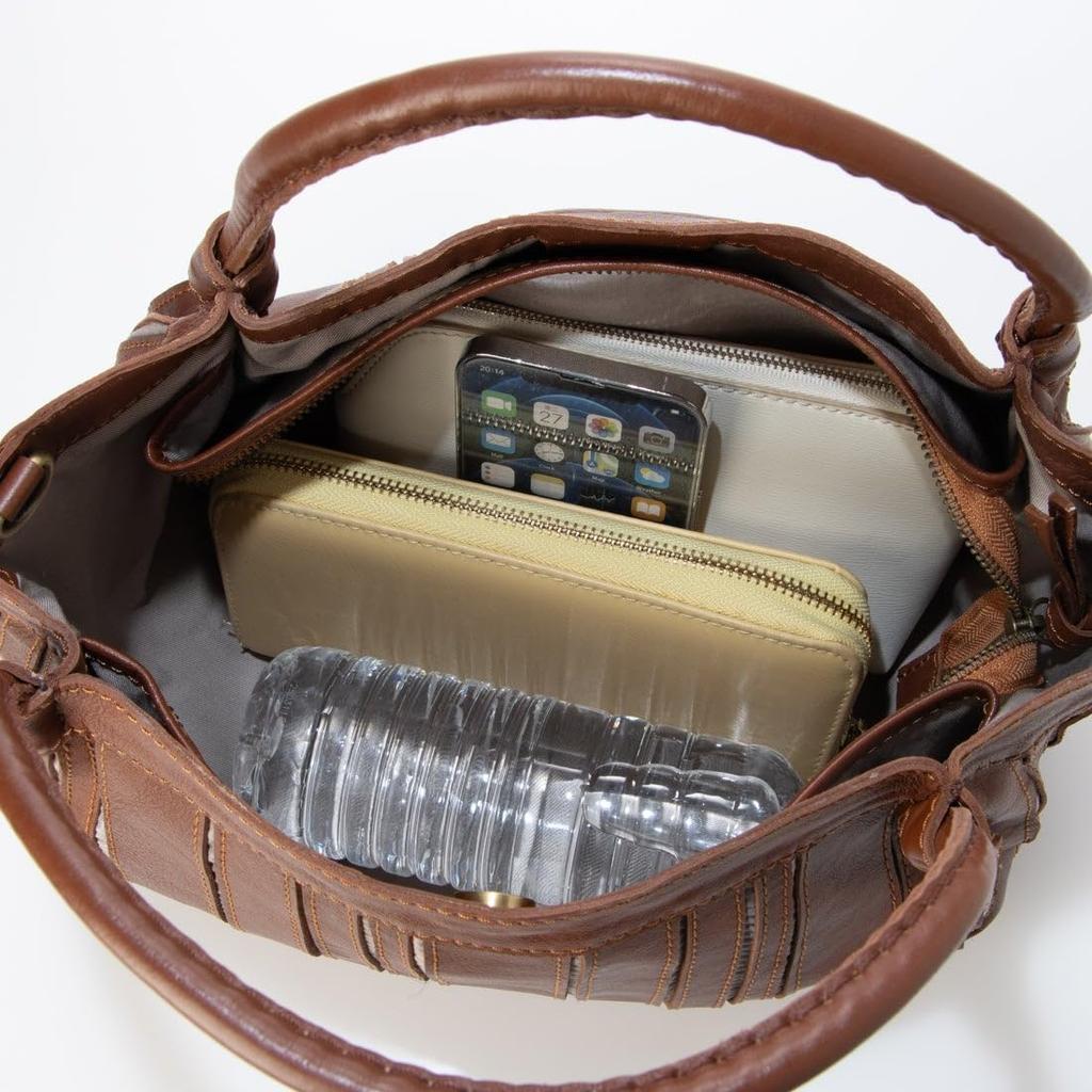 Soft leather round bag multi-stripe 2-way