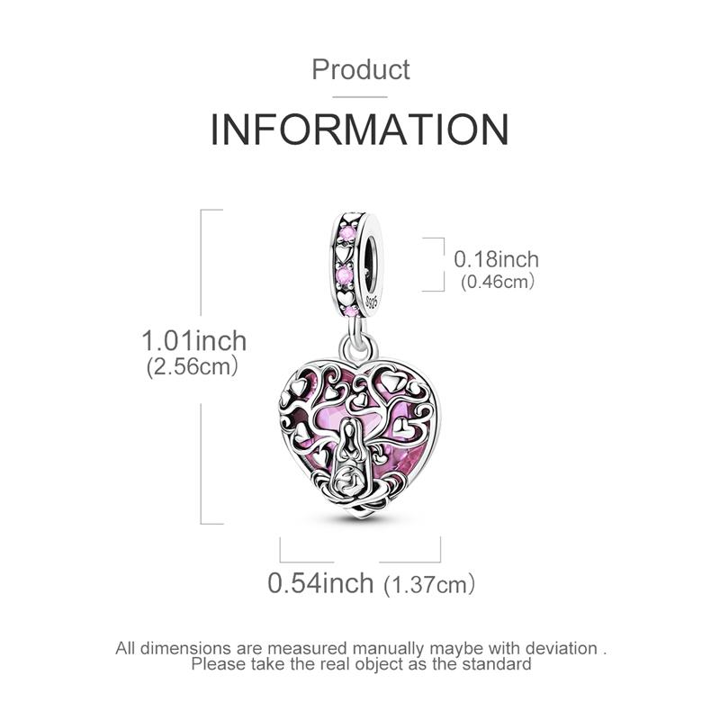 1PCS Charm For DIY Making Bracelet 925 Silver Original Shine Zircon Charms Jewelry Wedding Birthday Gift For Women Mom Friend