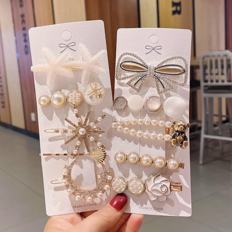 10 Stück Falsche Perlen Haarspangen Stilvoll Elegant Niedlich Tragbar Simulationsperlen Clip Set für Frauen Mädchen