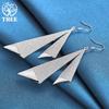925 Sterling Silver Frosted Long Geometric Drop Earrings  Jewelry