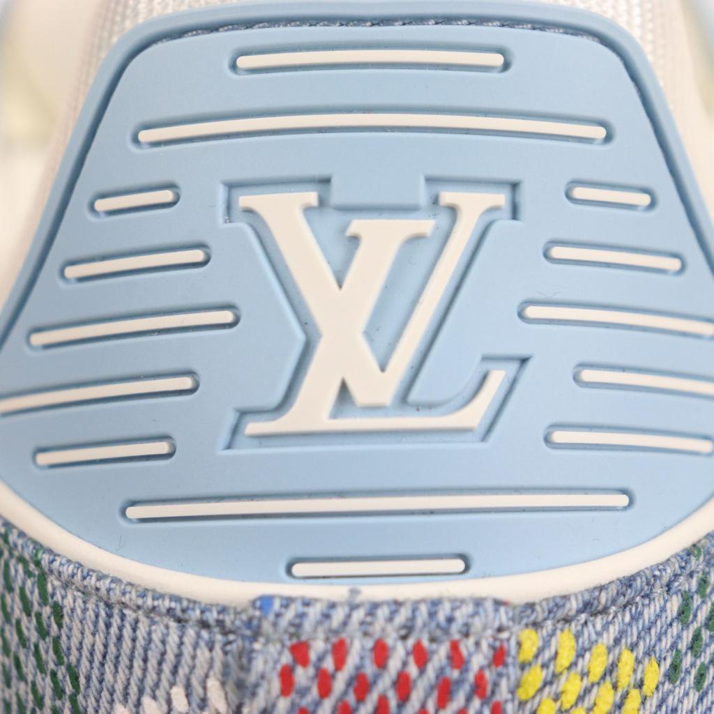 Excellent LOUIS VUITTON Low Cut Sneakers Lv Trainer Ice Blue Denim Mens 6 Used