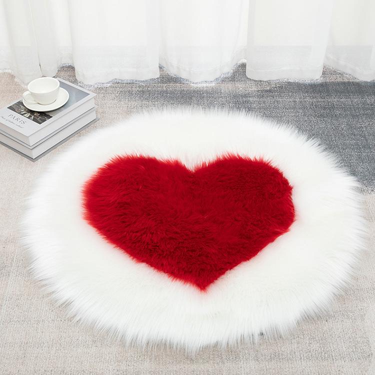 Heart Shaped Carpet Fluffy Round Carpet for Living Room Floor Mats Fluffy Wool Rug Children Bedroom Decorative Fur Area Rugs
