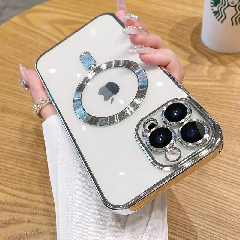 OEM JYCA-02 for Compatible TPU+Acrylic Shockproof Mobile Phone Case with Electroplate Portrait Design Camera Protector Boxed