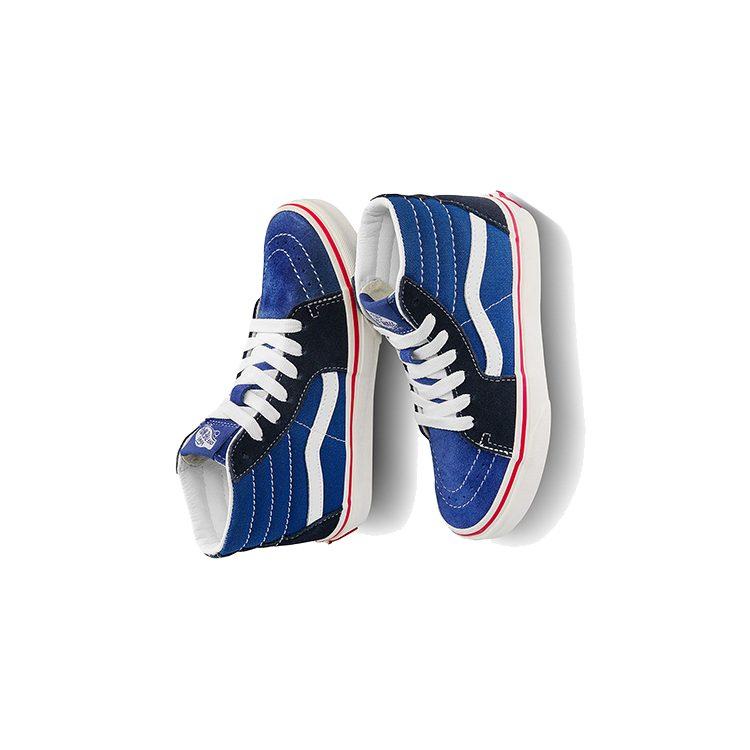 Vans SK8 Slip Resistant Abrasion Resistant High top Kids' Skateboarding Shoes Blue Black Children Aged 3 7 Years Old VN0A4BUW2ND
