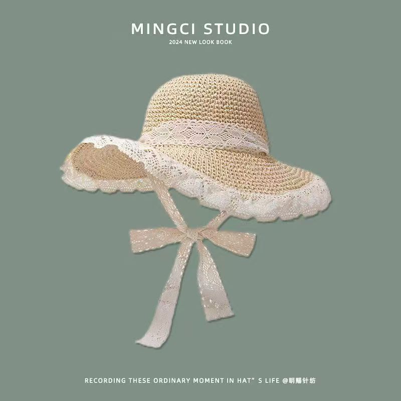 

Французская соломенная шляпа с плоским верхом женская большой обхват головы приморский пляж топ-шляпа модная от солнца шляпа от солнца новое лето