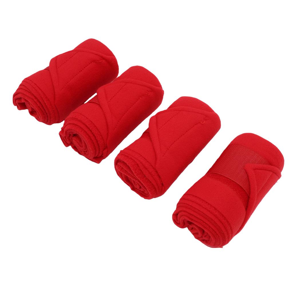 4 Pcs Horse Leg Wraps Soft Fleece Protective Horse Polo Leg Bandage Equestrian Supplies Red