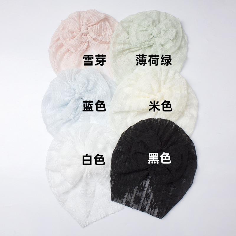 New Bow Baby Hat, Breathable Lace Cool Children's Pullover Hat, Thin Baby Fetal Hat
