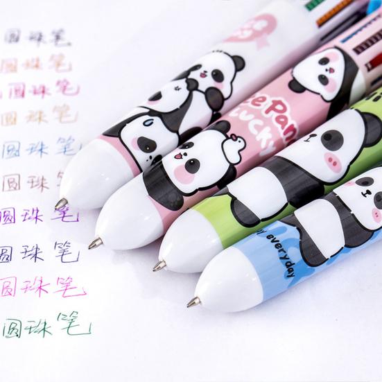 Kugelschreiber in Pandabär-Form Glattes Schreibgefühl Stift 10 Farben in einem Design Druckkugelschreiber für Schule Büro