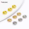 14/18K Gold Plated Smooth Round Spacer Beads,Brass Flat Loose Beads Separators For DIY Bracelet Beading Jewelry Accessories