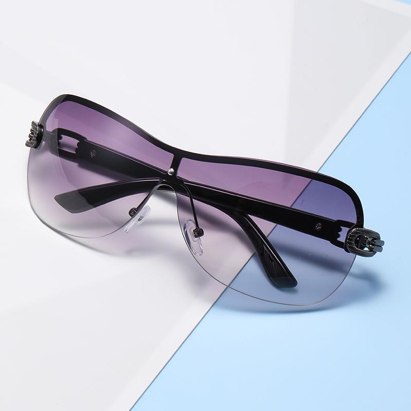 Retro Style One-piece Sunglasses Versatile Wrapped Glasses Fashionable And Integrated, Futuristic Technology Sunglasses