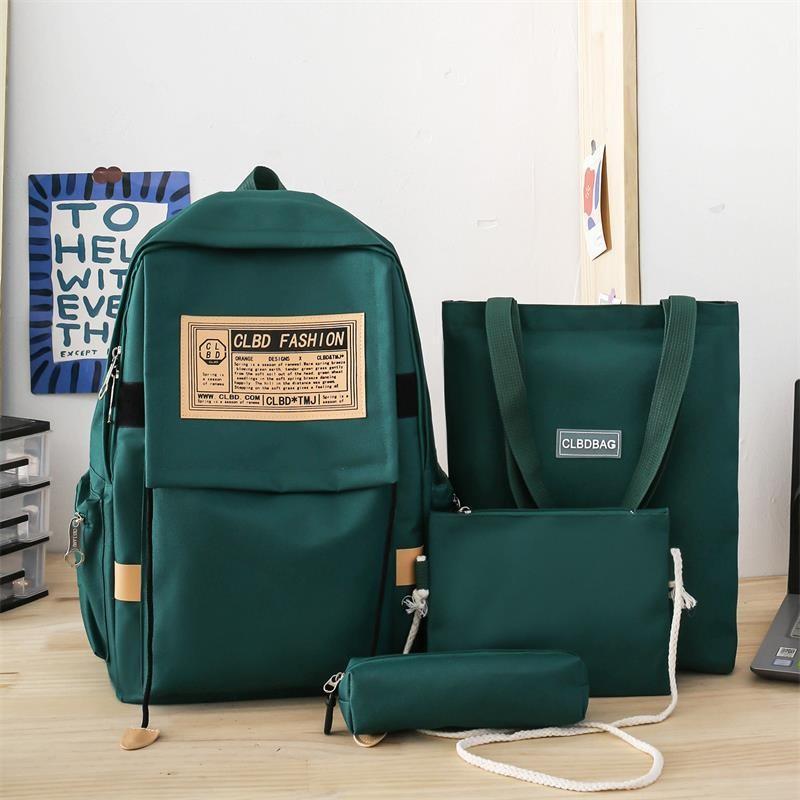 Backpack Pattern Letter Stylish Street Style Men Nylon High Schoolbag Capacity