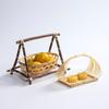 Round Handle Bamboo Woven Basket for Tea, Snacks, Pastries, and Fruits – Small Multi-Layered Design