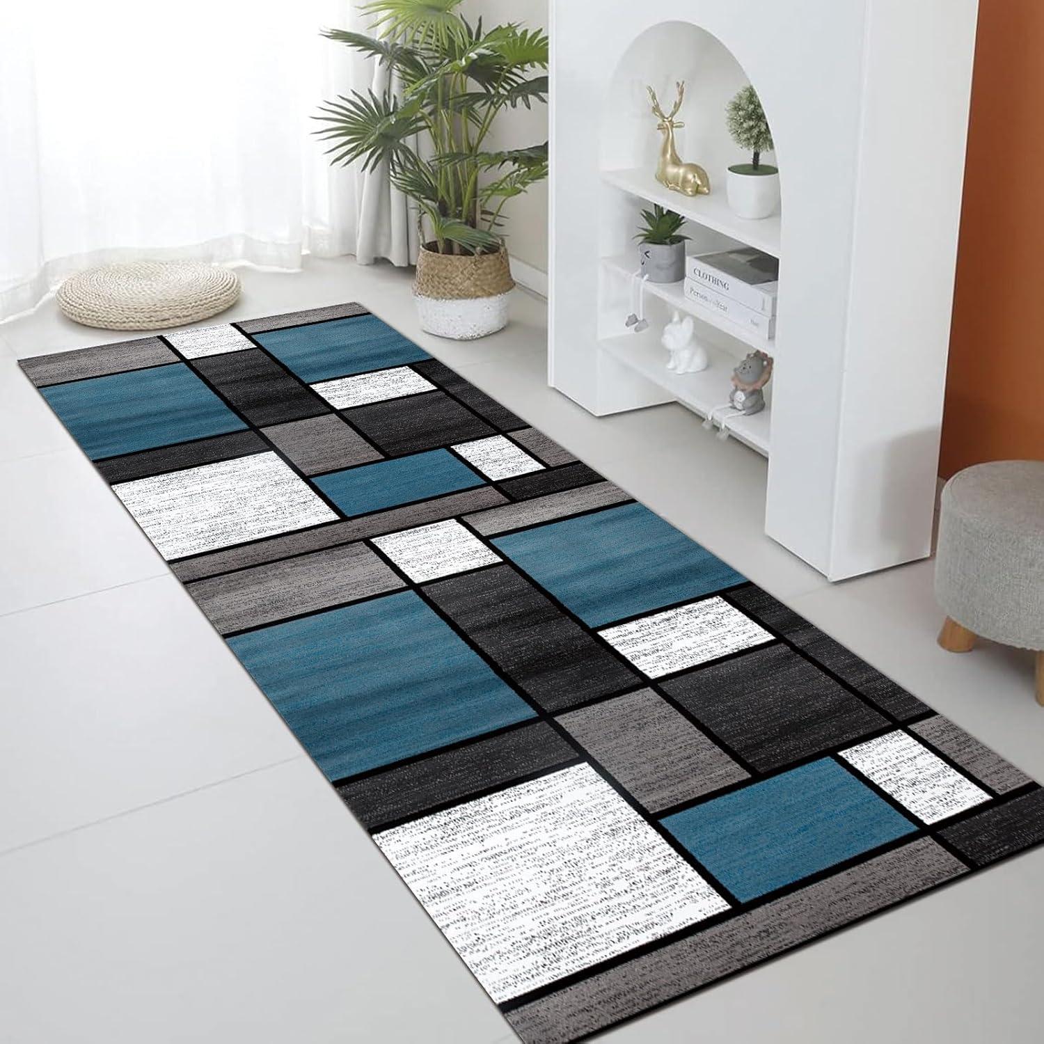 Minimalist Block Color Runner Rug Non-Slip