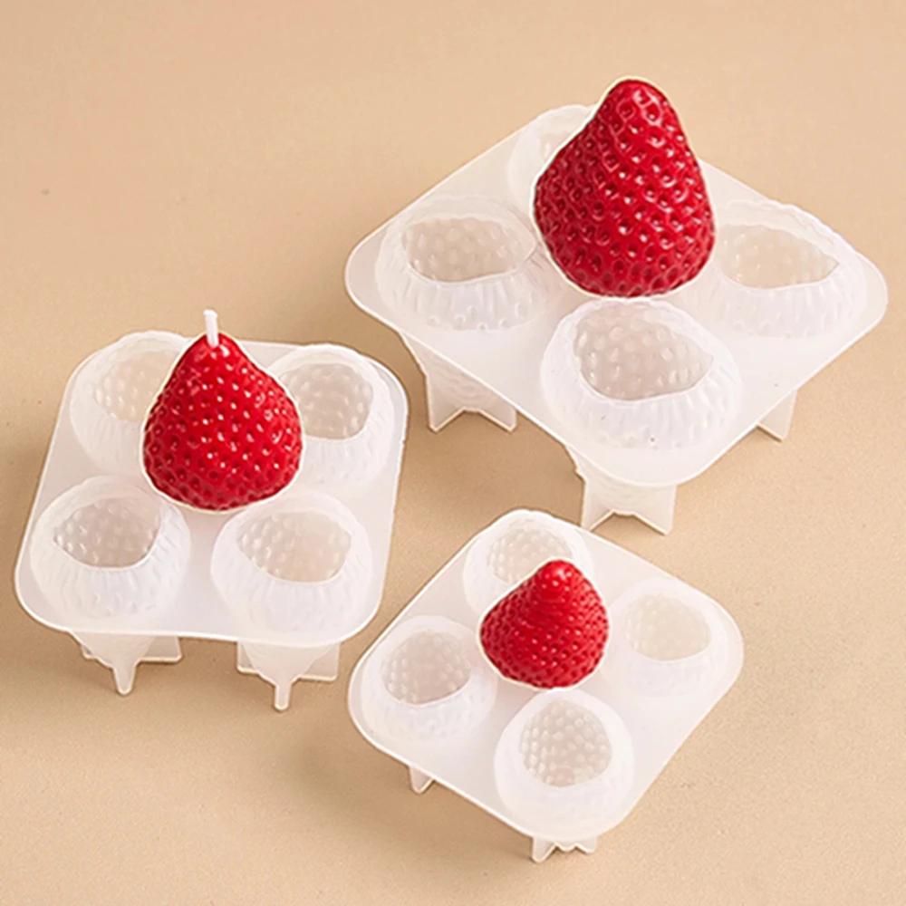 3D Strawberry Aromatherapy Candle Silicone Mold DIY Handmade Romantic Scented Candle & Plaster Craft Molds Valentine's Day Decor