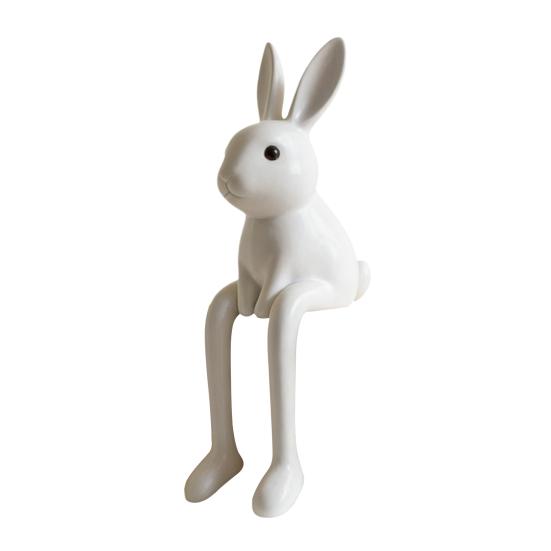 

Bunny Figurine Easter Rabbit Sculpture White Rabbit Modern Resin Statue for Desk Cabinet Bookshelf Counter
