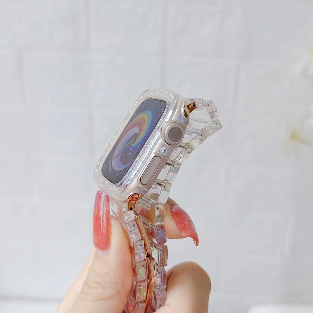LGlitter Genomskinligt Fodral för Apple Watch Serie 8 7 5 6 SE Ultra Bling Stötfångare Skyddande Omslag för IWatch 41mm 45 49mm 44mm 40mm 42 38mm