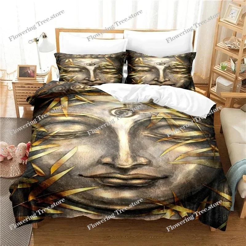 Buddha-Statue-Bettwäscheset Bettbezug-Set 3D-Bettwäsche Digitaldruck Bettwäsche Queen King Full Size Bettwäscheset Modedesign