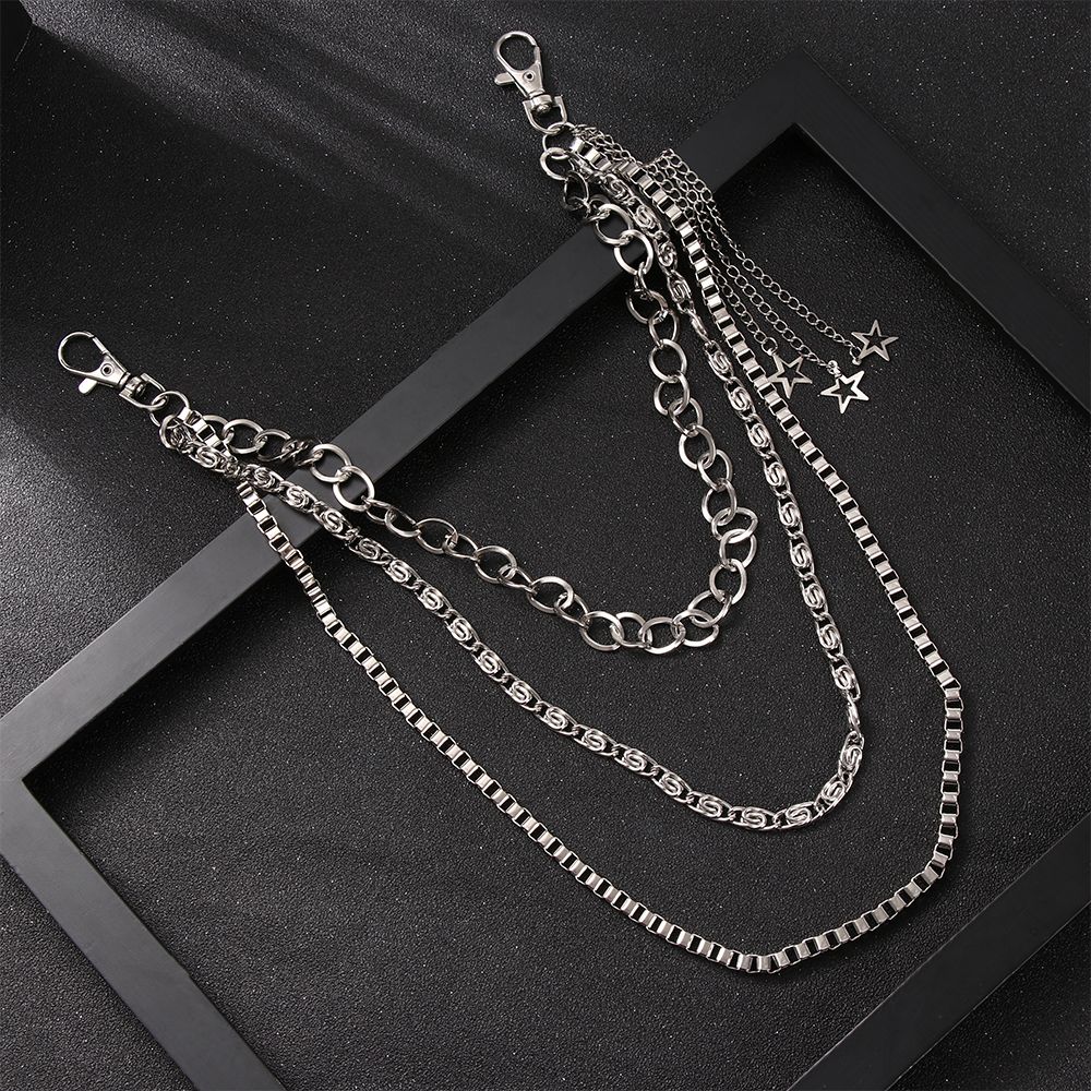 Rustproof Hip-hop Jeans Chain Rivet Gothic Star Tassel Pants KeyChain Rock Wallet Chain