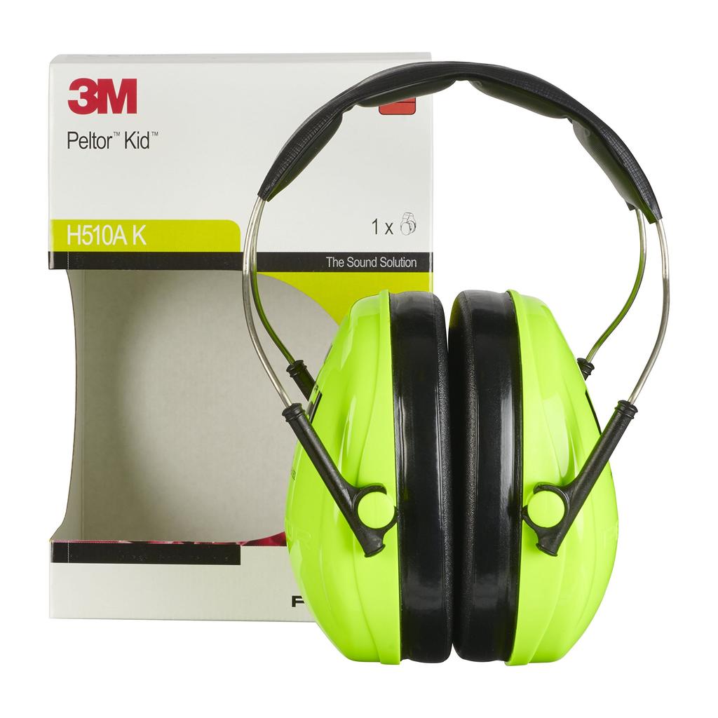 3M Peltor Soundproofing Headband Neon Children's Earmuffs, Style, Green, H510AK-442-GB [Used]