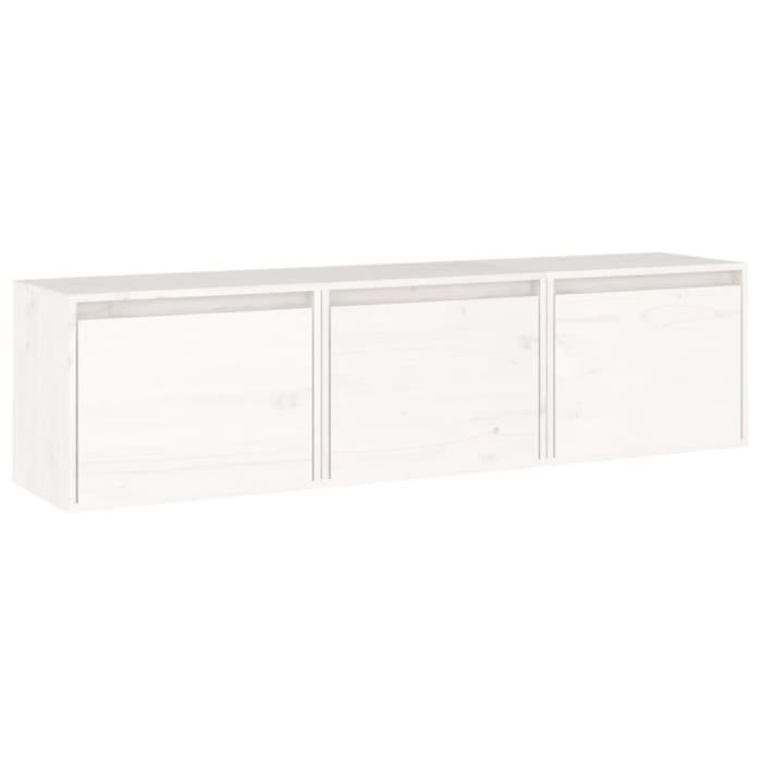 VidaXL Meubles TV 3 pcs, Blanc Bois massif de pin