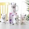 MOZHOU Cartoon Ceramic Mug with Mirror Lid