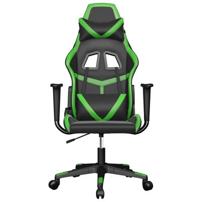 Gaming Chair In Black and Green Synthetic Leather