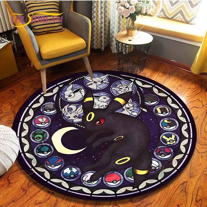 Cartoon Pokemon Runder Teppich Bodenmatte Schlafzimmer Flanell Tierteppich Rutschfeste Baby-Spielmatte Kinderzimmer Dekoration Matten