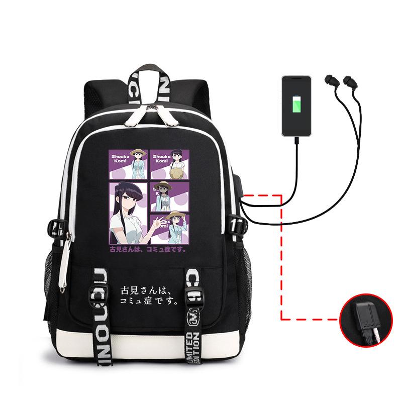 Anime, Kumi Classmate Has Communication Disorder, Cartoon Print Backpack Usb Large-Capacity Student Schoolbag
